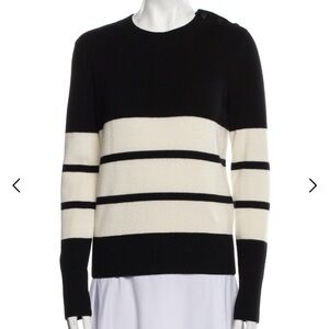 Equipment Black and Cream Striped Sweater